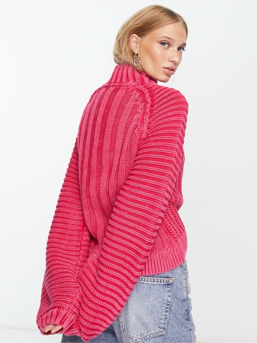 Free People Sweetheart Balloon Sleeve Chunky Knit Sweater S - Picture 2 of 8